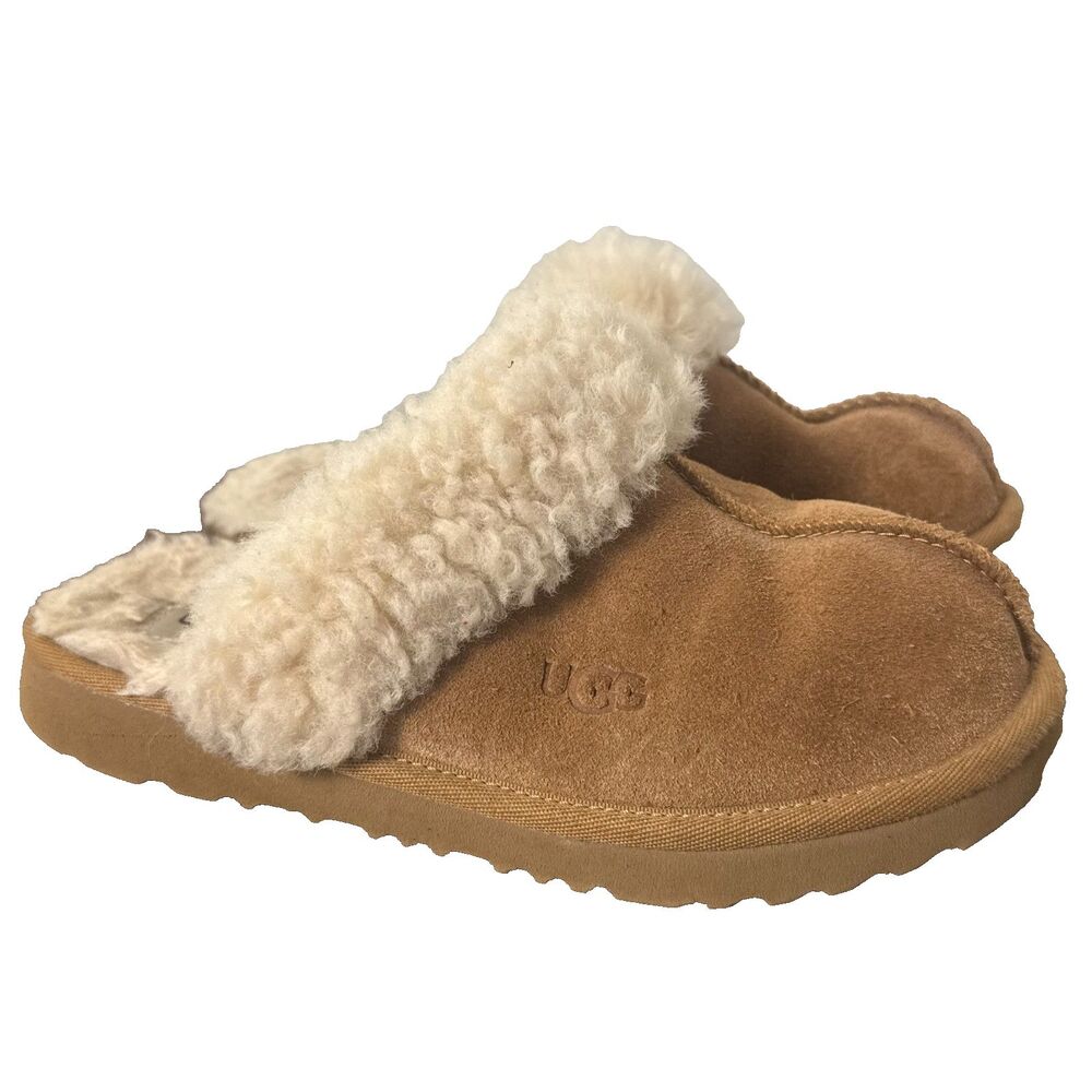 UGG Women's Sheepskin Slide Slippers Chestnut Brown Suede Size 3